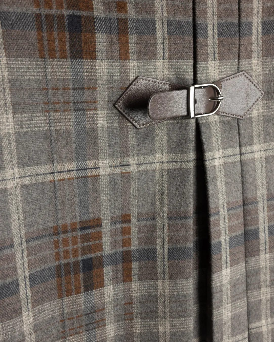 Vibe Shot Layered Style Katie Wool Plaid Buckle Skirt