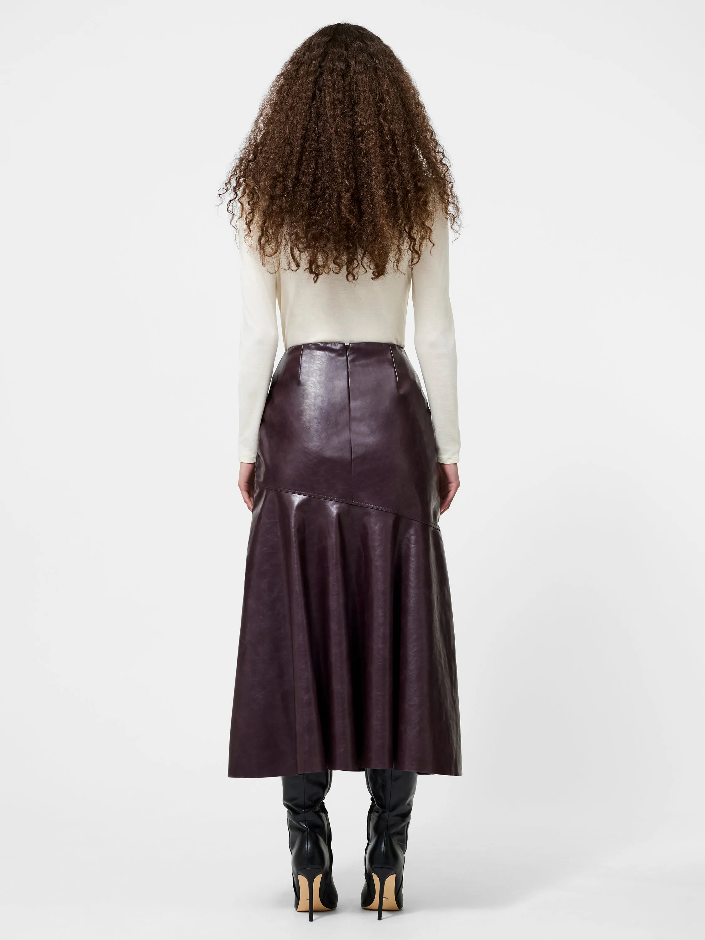 Erasable Crease Kayleigh Vegan Leather Midi Skirt