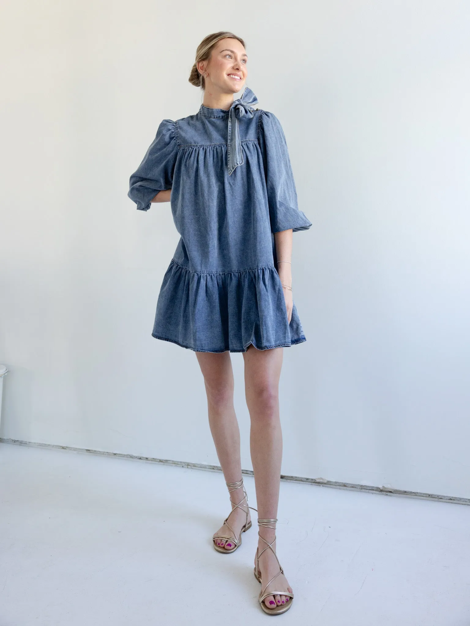Kennedy Denim Mini Dress Comfortable and Soft