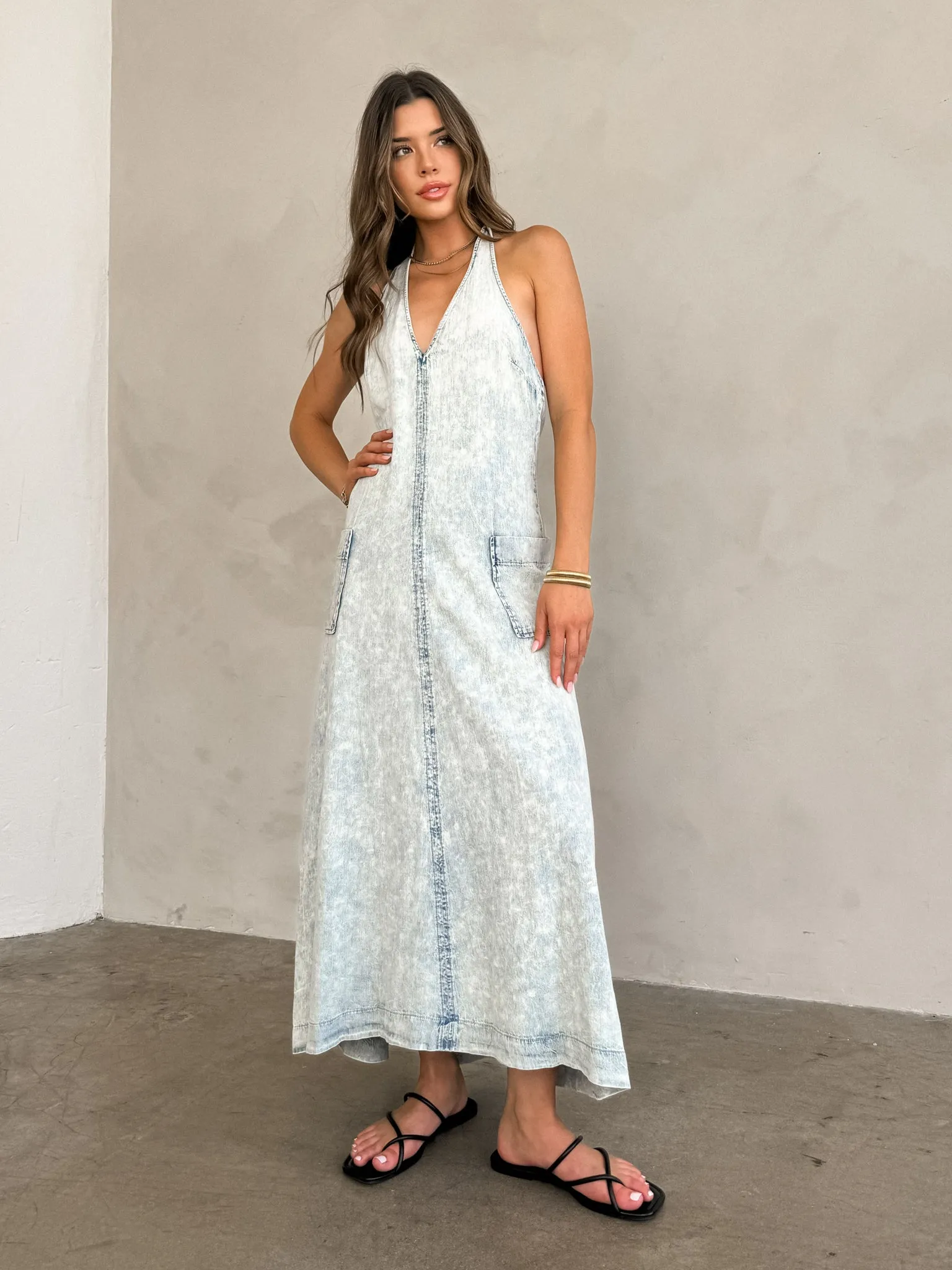 TearResistant Fabric Kenzie Denim Midi Dress - Final Sale