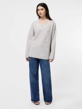 Kezia Tipped V-Neck Sweater Organic Cotton Brushed Interior