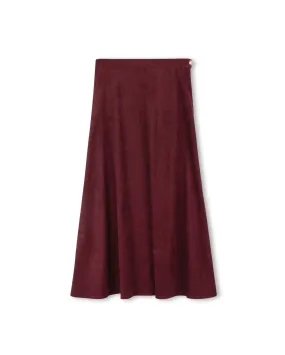 Suede Maxi A-Line Skirt Reinforced Hemline