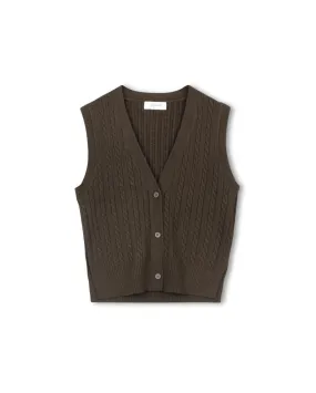 Casual Essential Knit Diagonal Button Vest