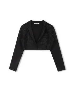 Reflective Bands Breathable fabric Knit Embroidered Crop Blazer