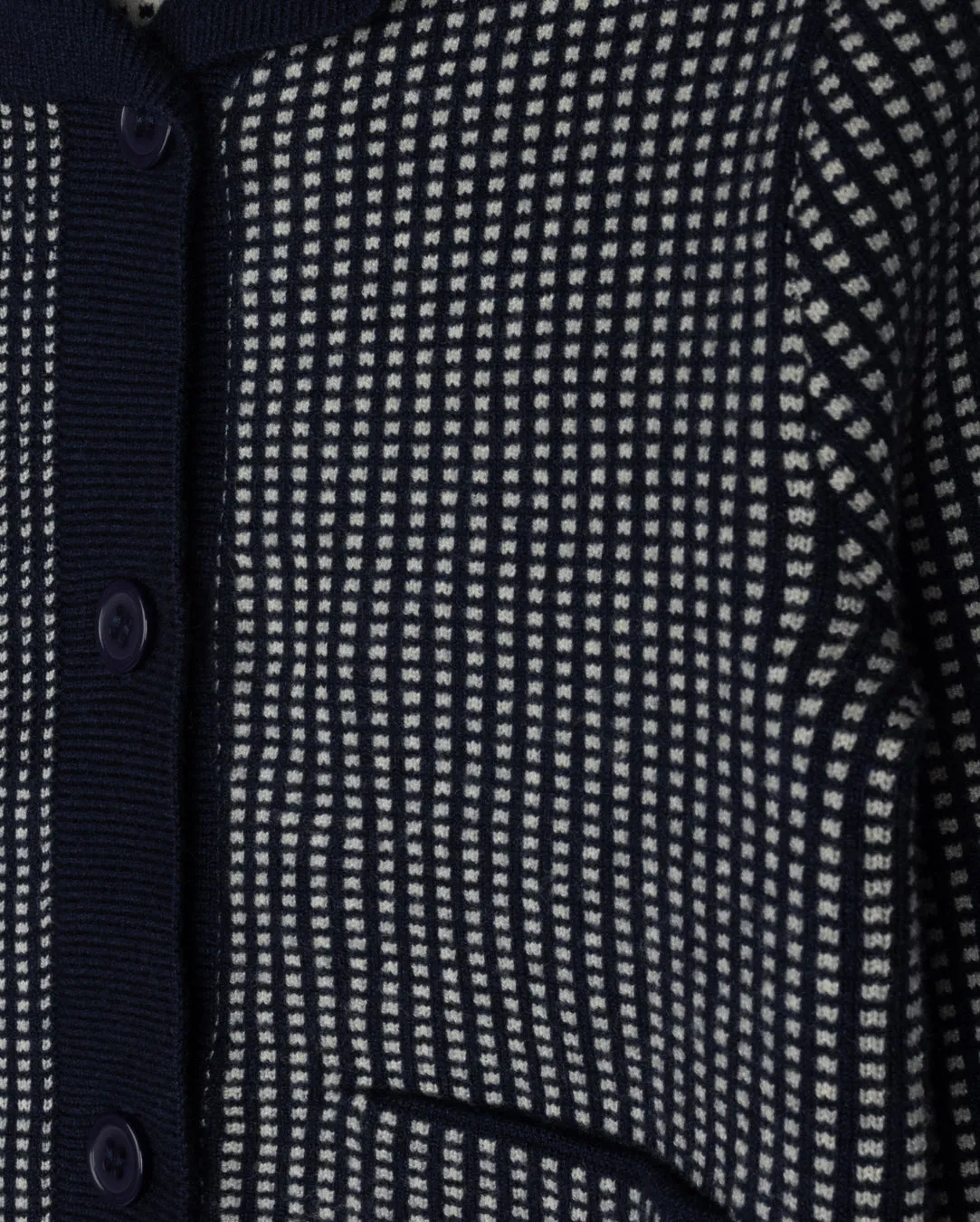 Knit Plaid Cardigan Flexible Ribbed Trim