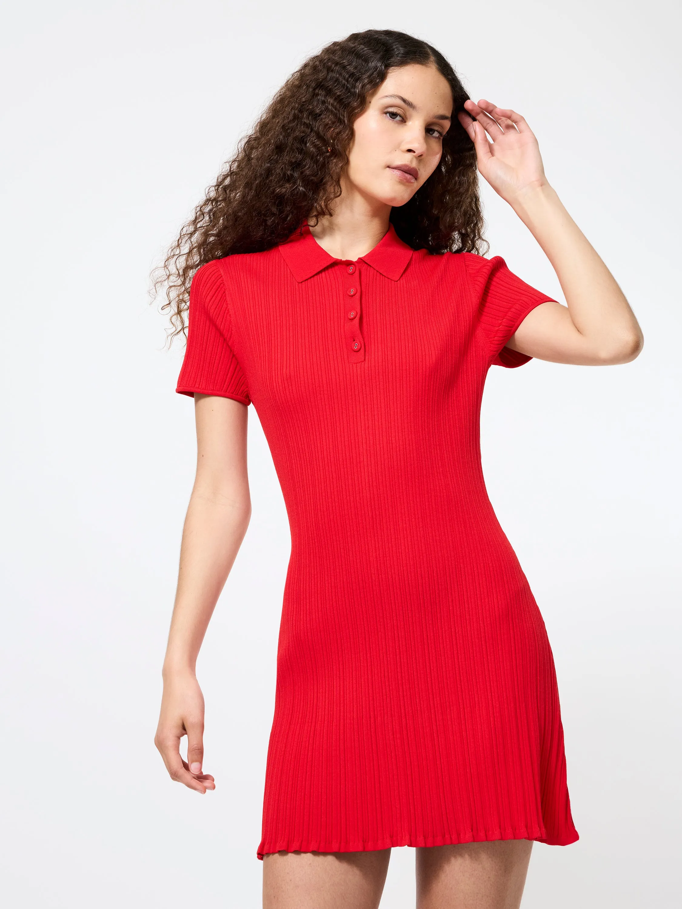 Crinkle Knit Short Sleeve Mini Dress Fashion Option