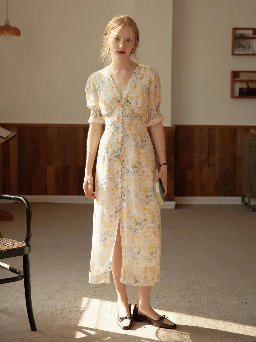 Kora Floral Printed Maxi Dress Breathable Style Sunset Glow