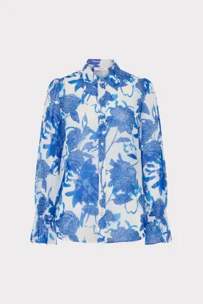 ZipperedPockets UniversalFit Lacey Brushwork Floral Blouse