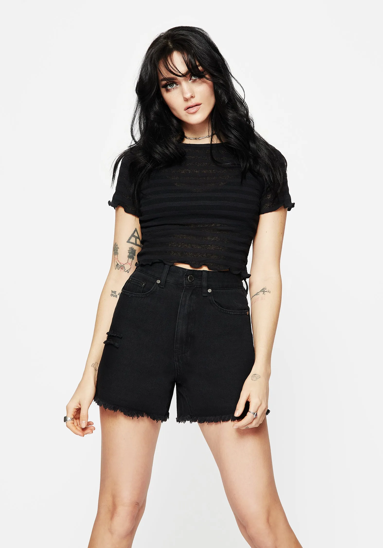 Planchette Embroidered Distressed Denim Shorts Spring Must Have Seasonal Must Have