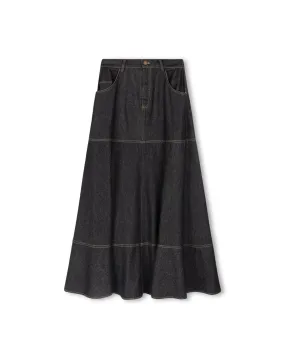 Design Detail Smart Fit Large Yolk Denim Skirt