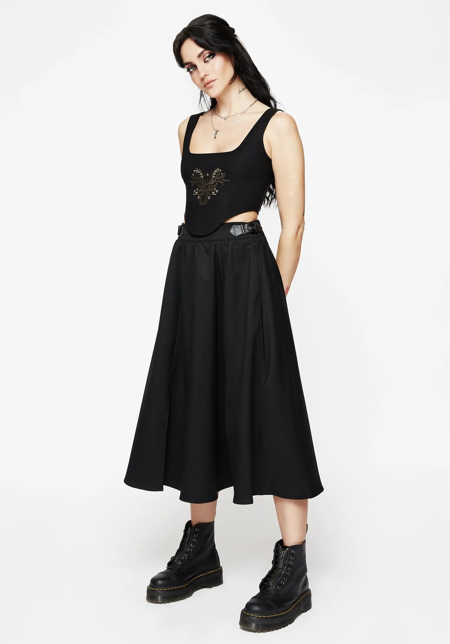 Foliate Floral Embroidered Corset Top Layered Ply Construction