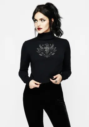 Layer Ready Zigzag Stitch Detail Mystify Embroidered Roll Neck Crop Jumper
