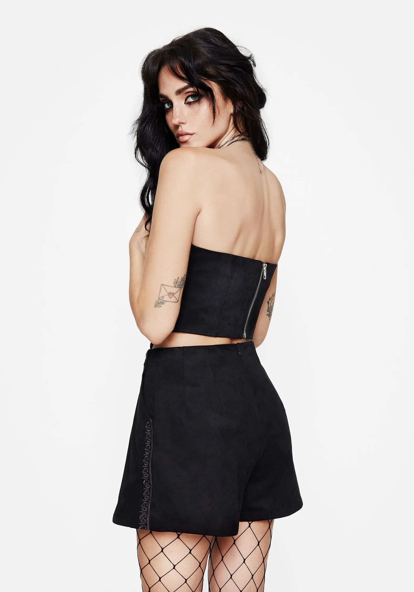 Fleece Pullover LayeredPanel Lauma Faux Suede Corset Top