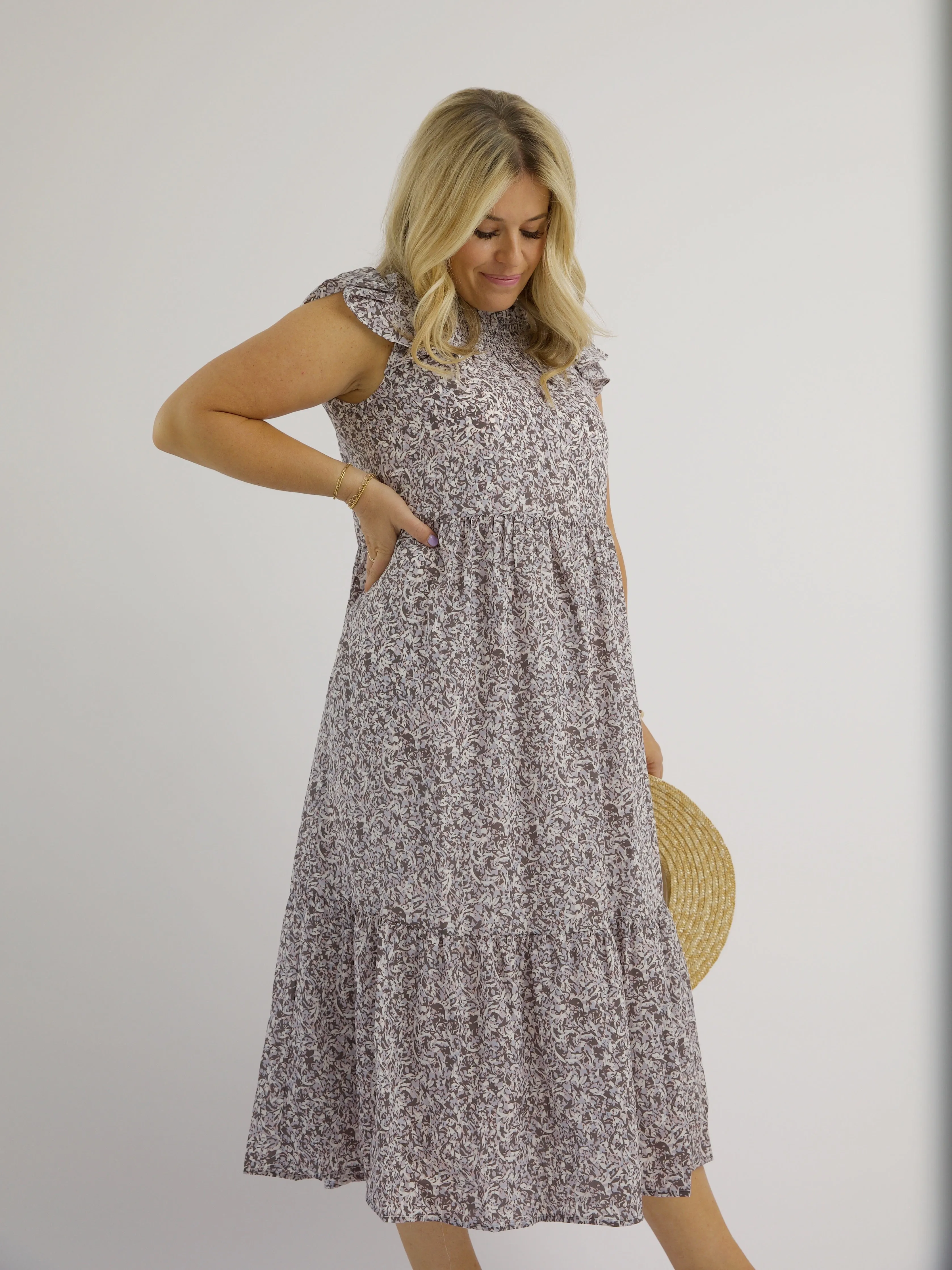 Comfortable Wear Lavender Ruffle Dress