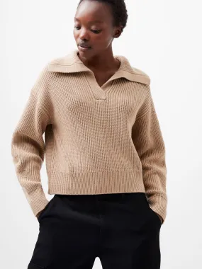 Colorfast Technology Layered Edging Joss Knit Collared Sweater