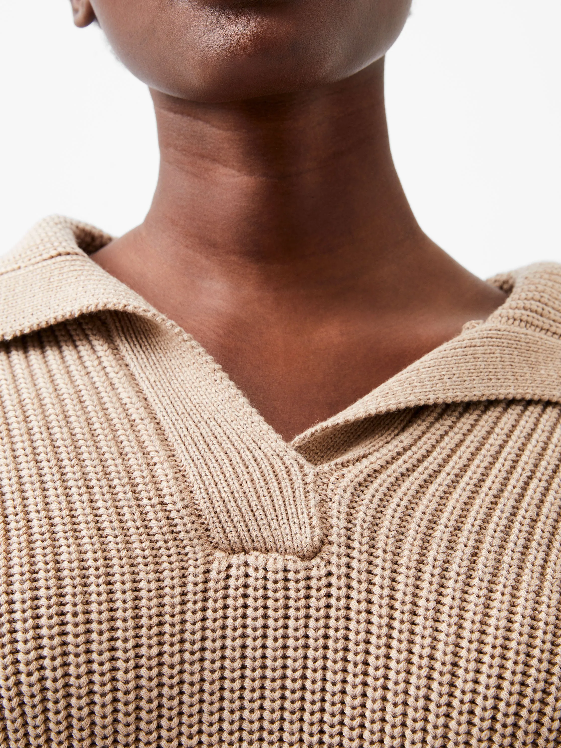 Joss Knit Collared Sweater Layered Stitch Details Odor control