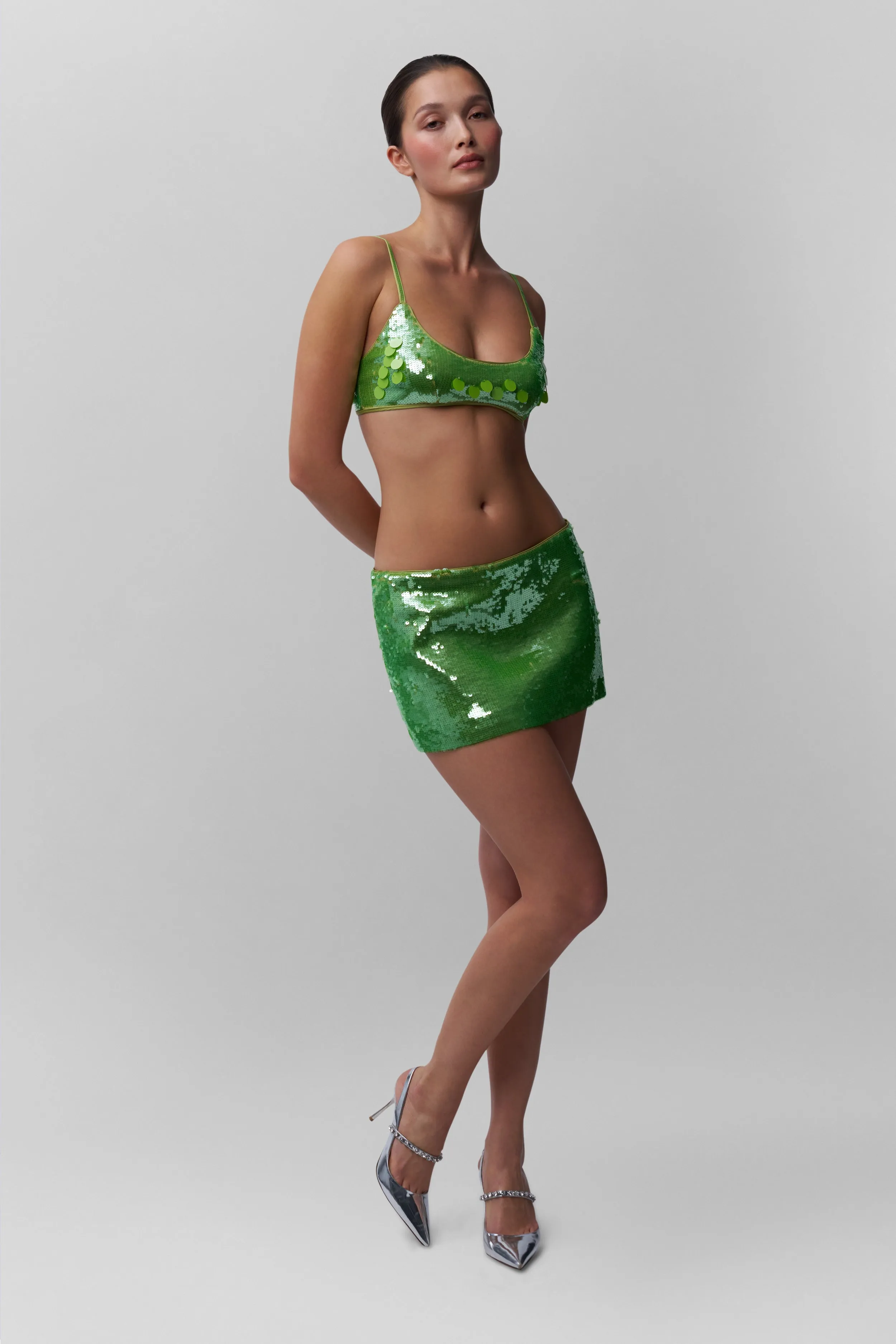 Layered Ventilation Paillette Bralette