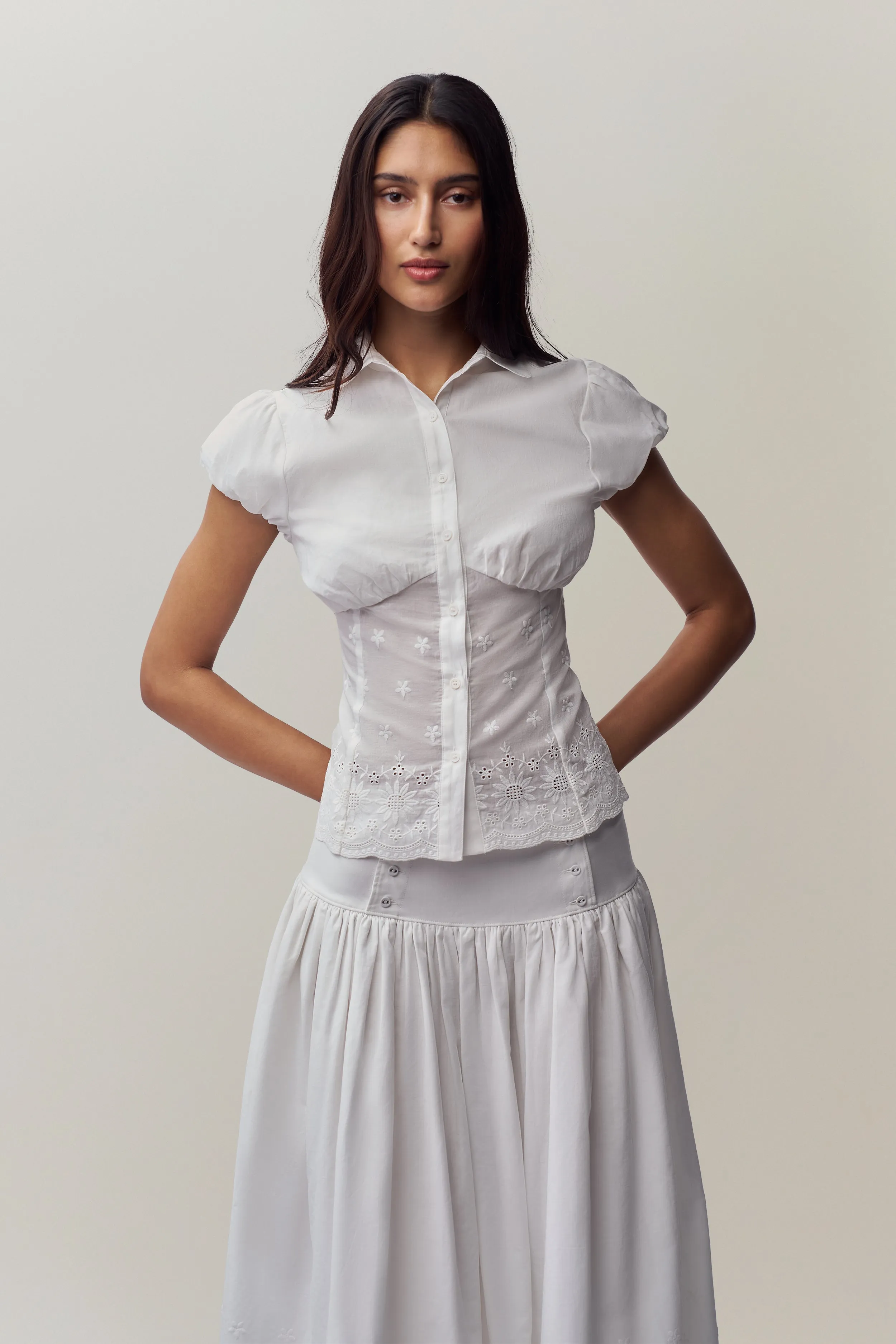 Multi Panel Construction Anti Microbial Finish Rinka Embroidered Blouse