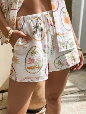 Mon Paradis Drawstring Shorts - Final Sale Minimalist Button Placket