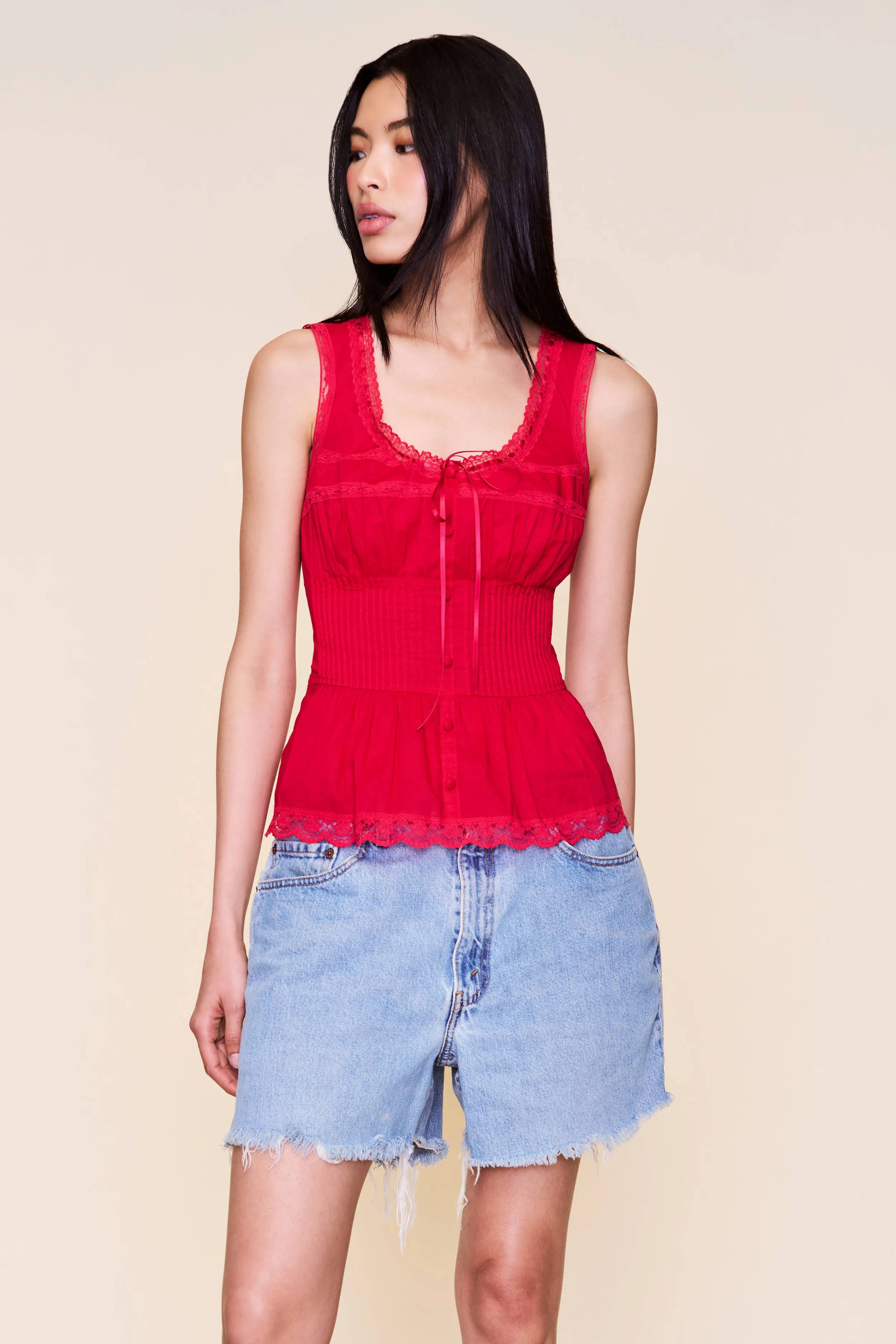 Tear Resistant Fabric Anti Static Finish Lille Pintuck Top