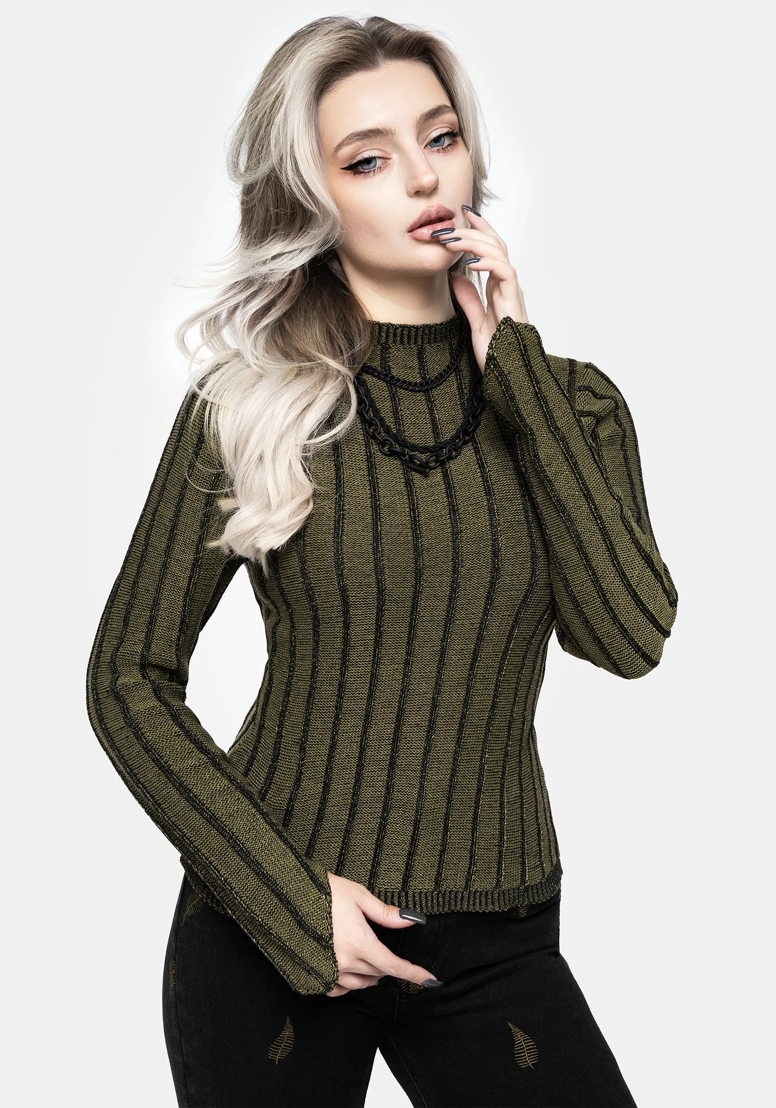 Cold Daywear Fresh Casual Wear Myrsina Plated Rib Knit Top