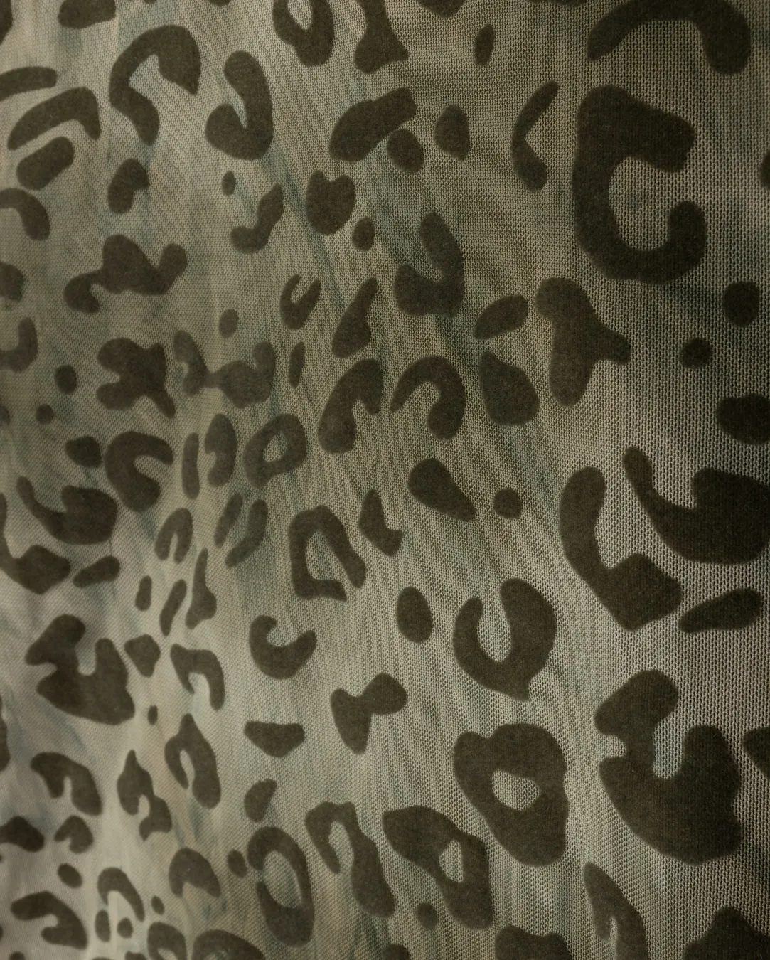 Lepord Velvet Print Mesh Turteleneck Skinny Fit