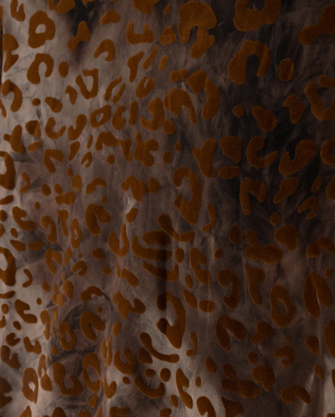 High-Quality Cotton Urban Trend Lepord Velvet Print Mesh Turteleneck