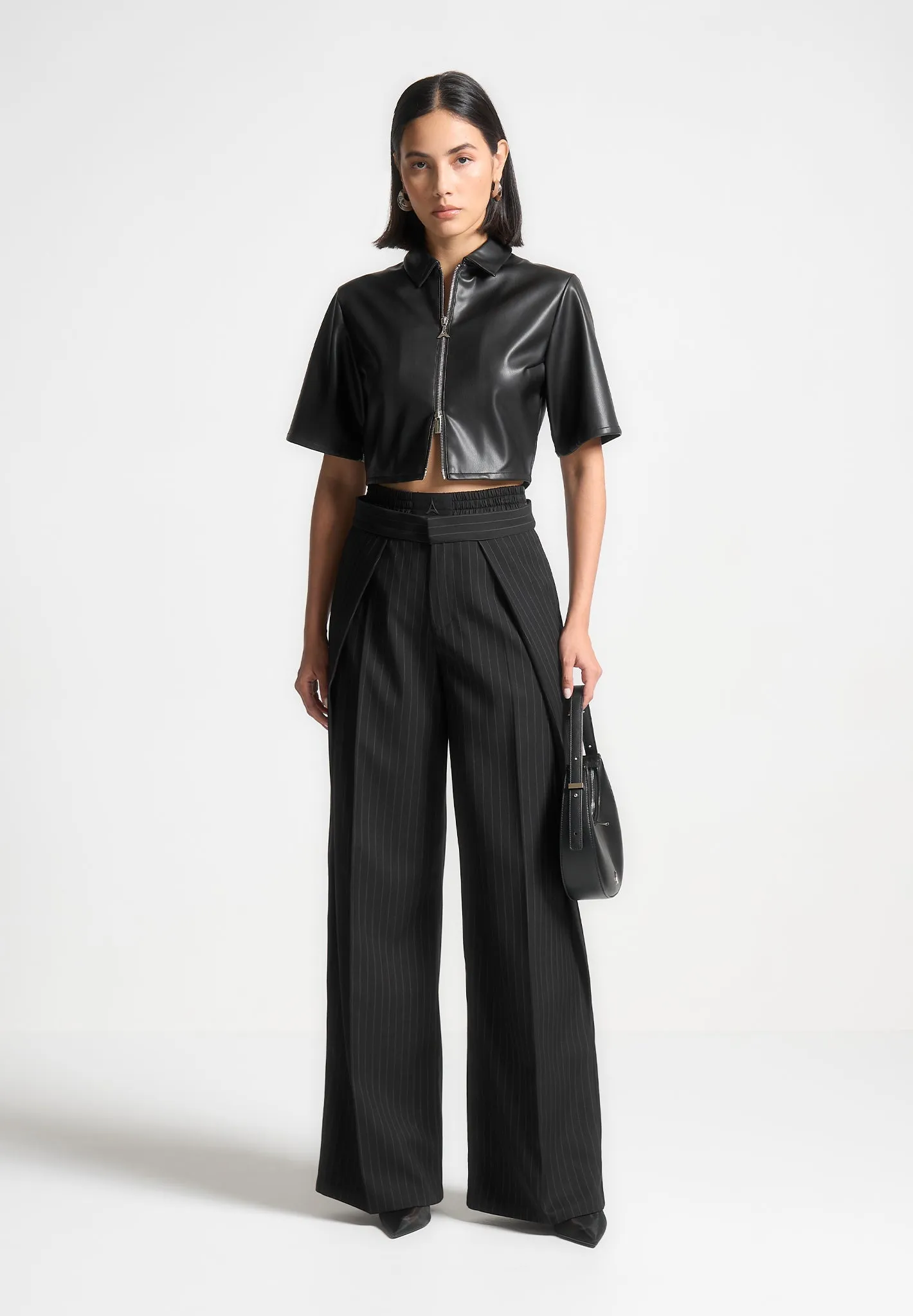 Leather Shirt - Black Textured Surface