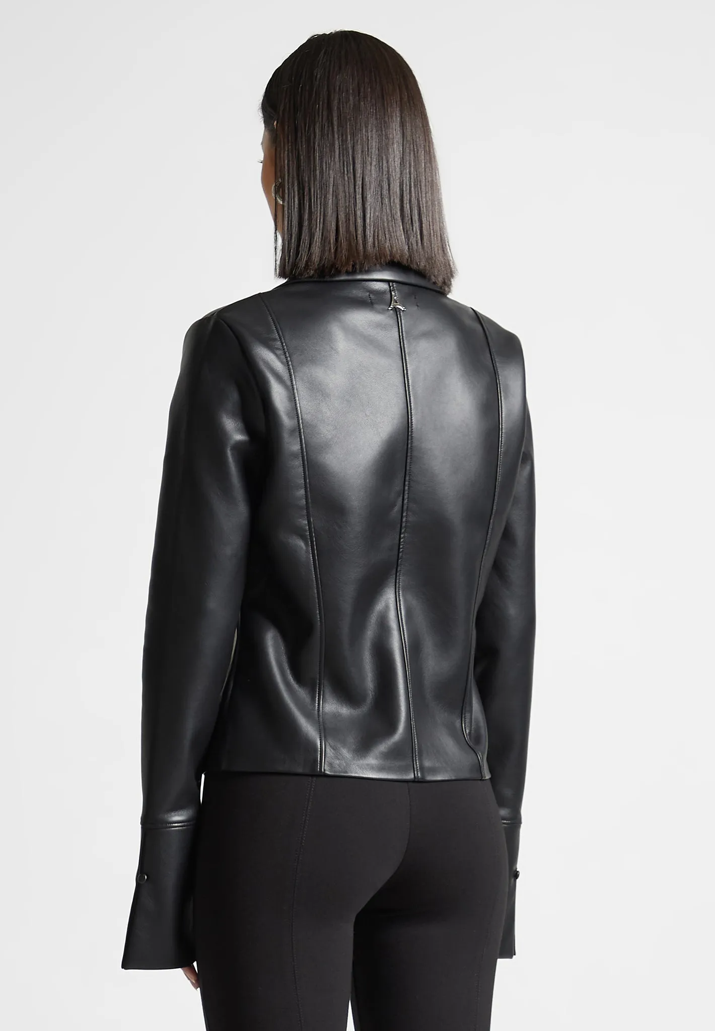 Leather Shirt with Clasp - Black Seasonal Layer Sporty Layer Look