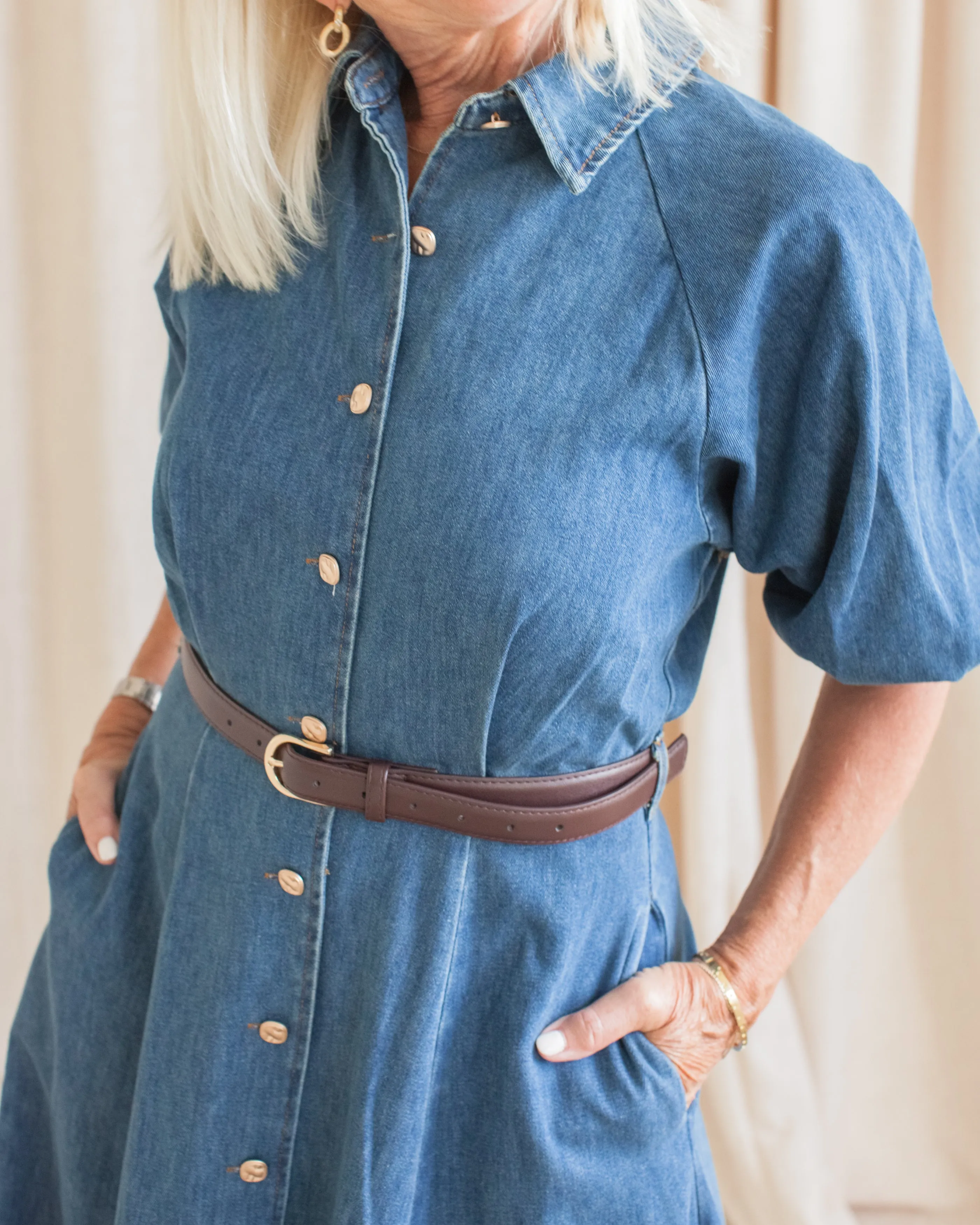 Music-Concert Lena Denim Belted Dress