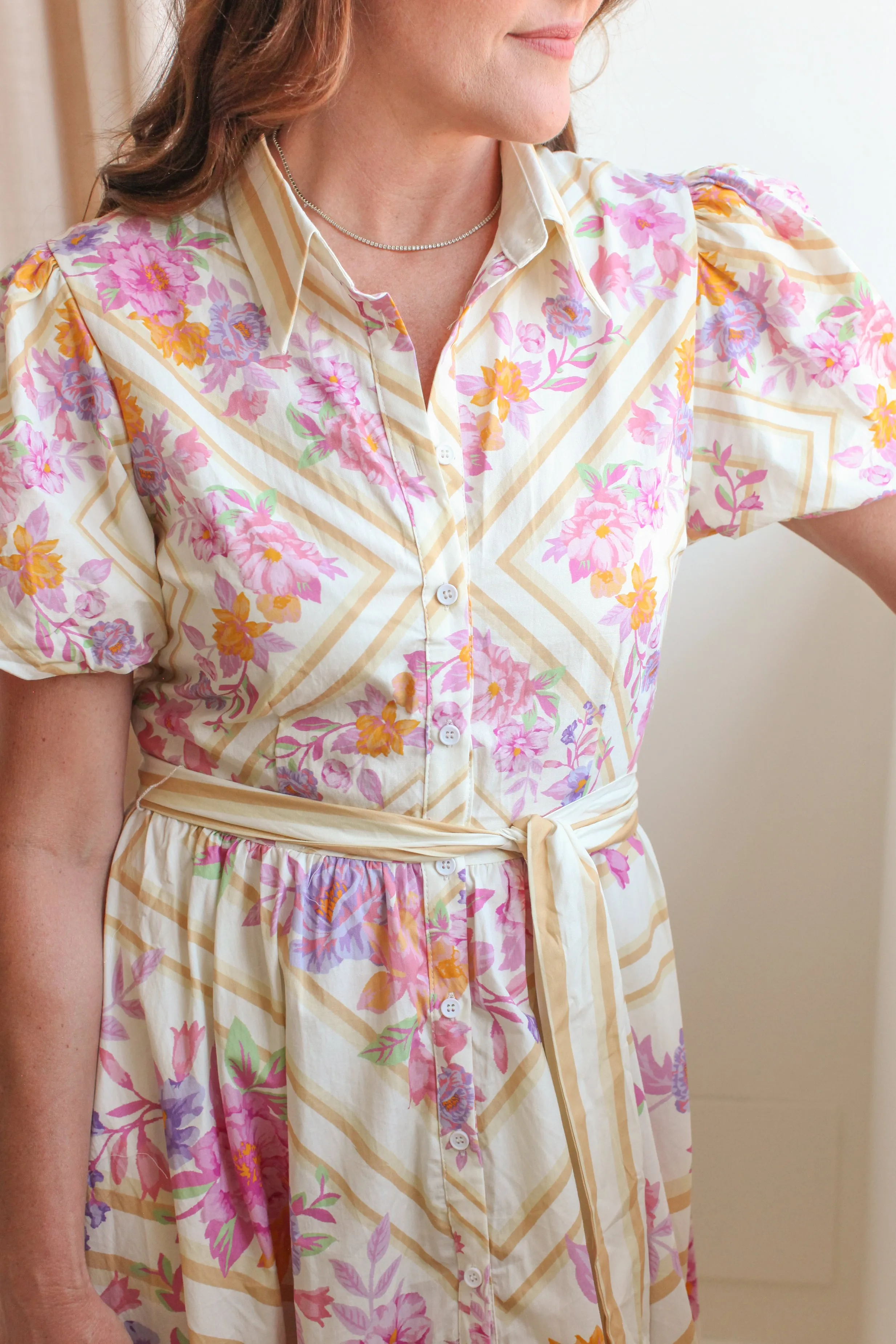 Lennon Pink Floral Midi Dress Modern Chic