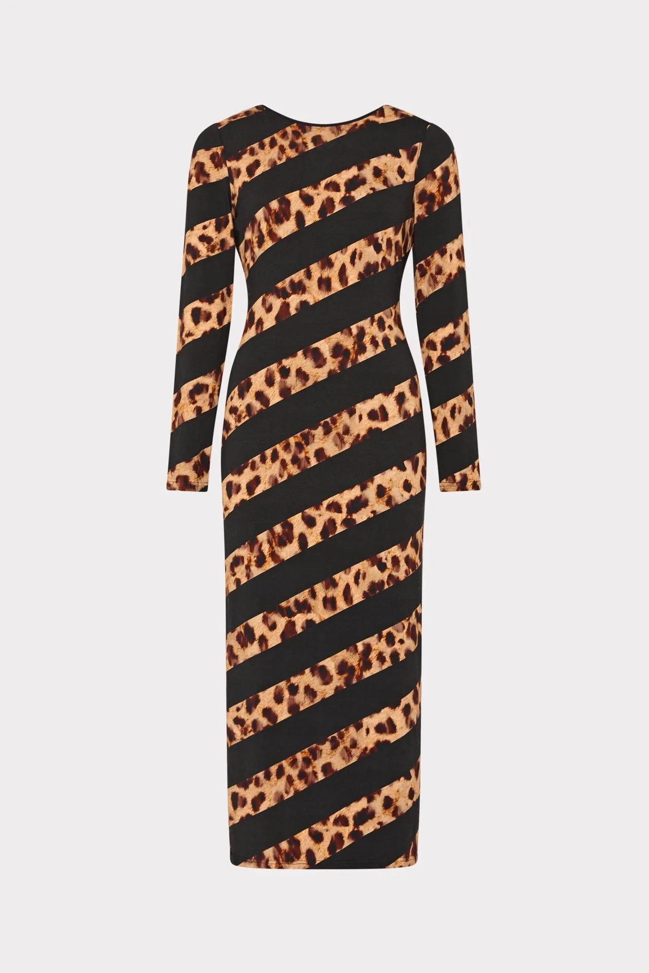 Chic Vibe Guest Glam Leopard Stripe Jersey Midi Dress