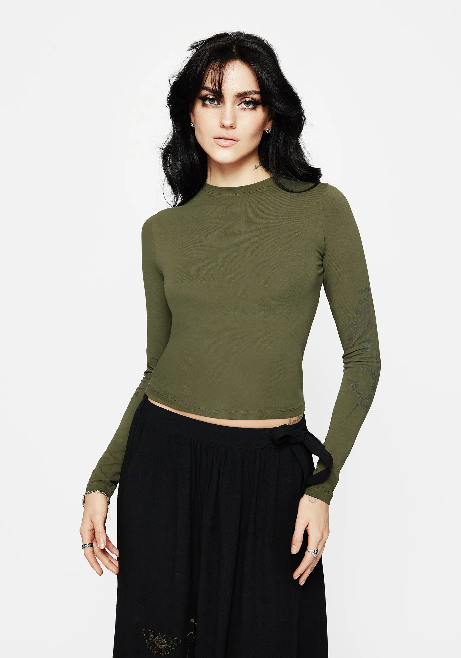 DurableWeave Leune Rose Print Cotton Long Sleeve Top