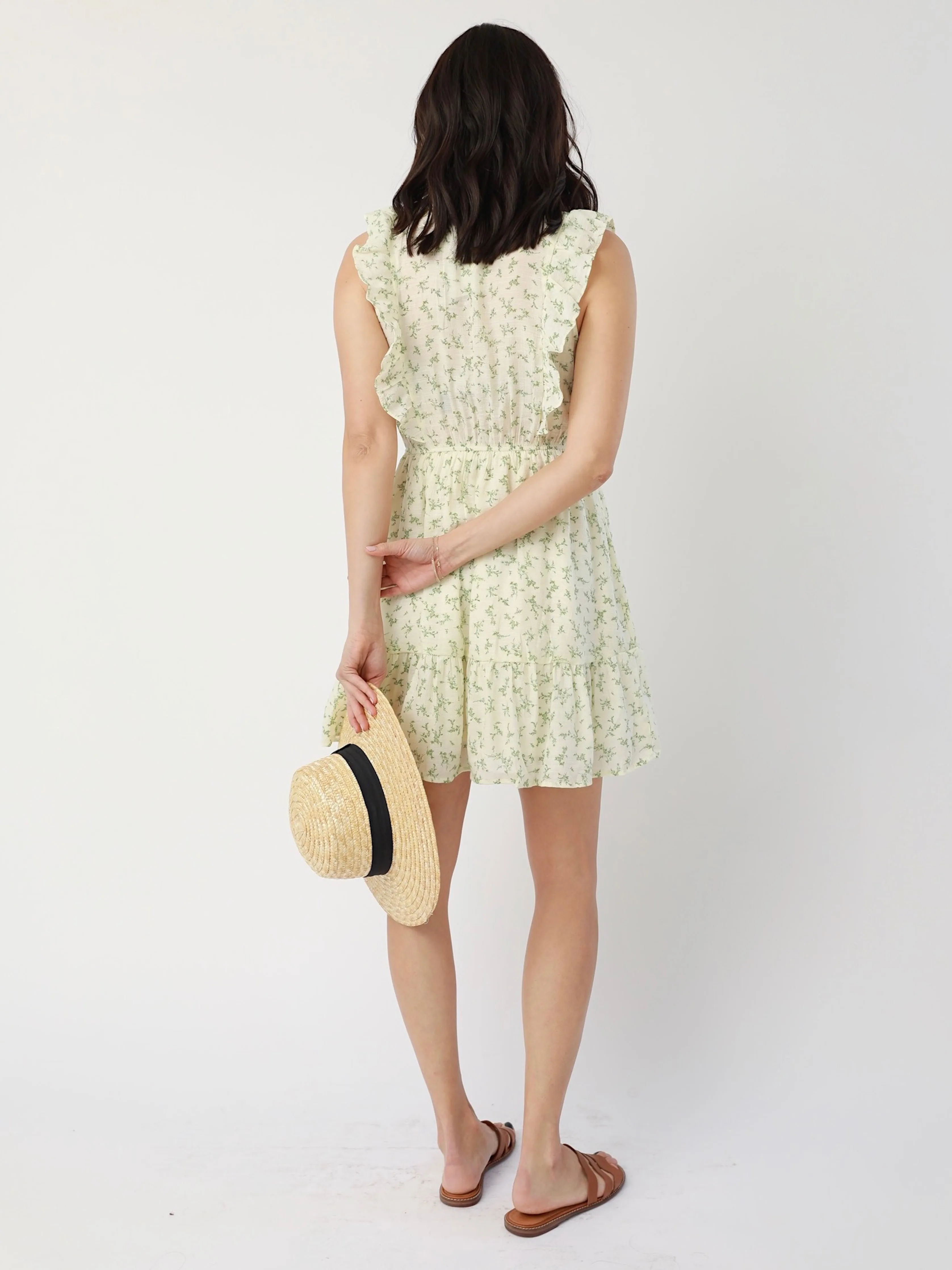Soft Drape Lex Floral Dress in Ivy