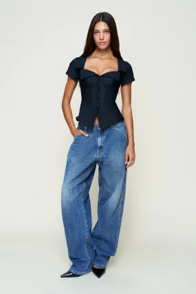 Lia Buttondown Corset Wrinkle Resistant Finish