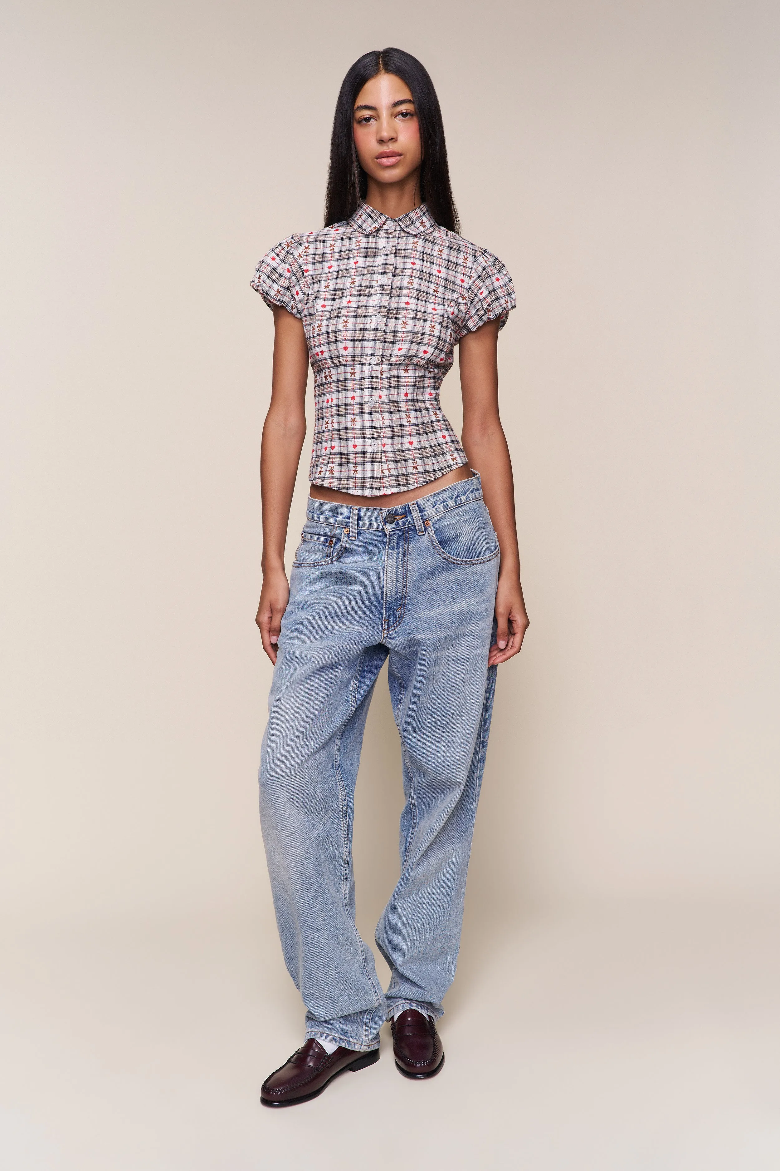 Liana Plaid Top Soft Touch Material Quick Refresh Material