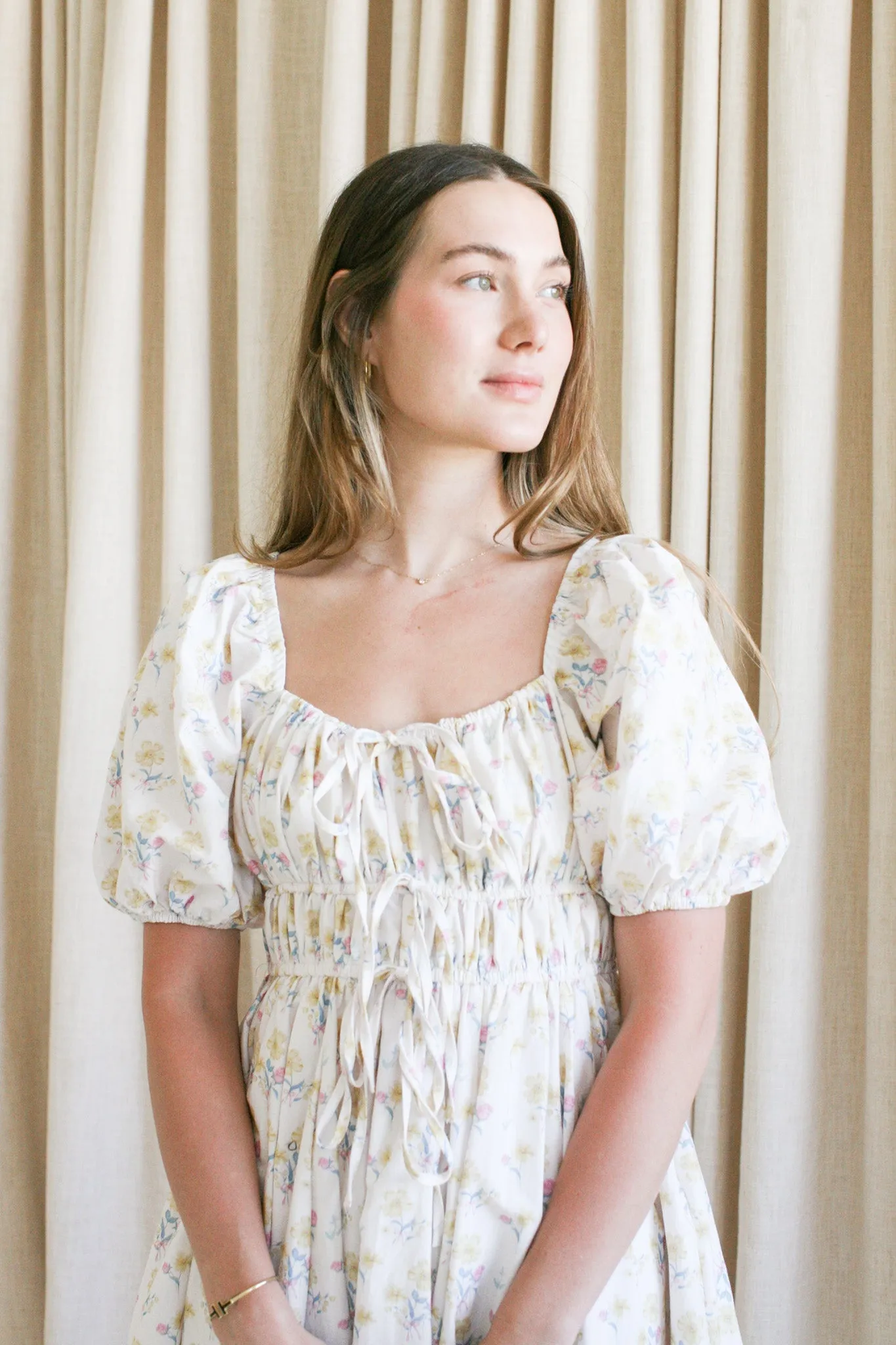 Libby Floral Midi Dress Balanced Lines