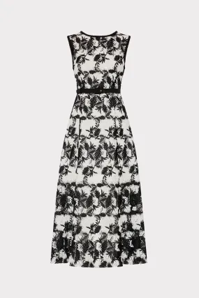 Night Party Paloma Two Tone Lace Midi Dress