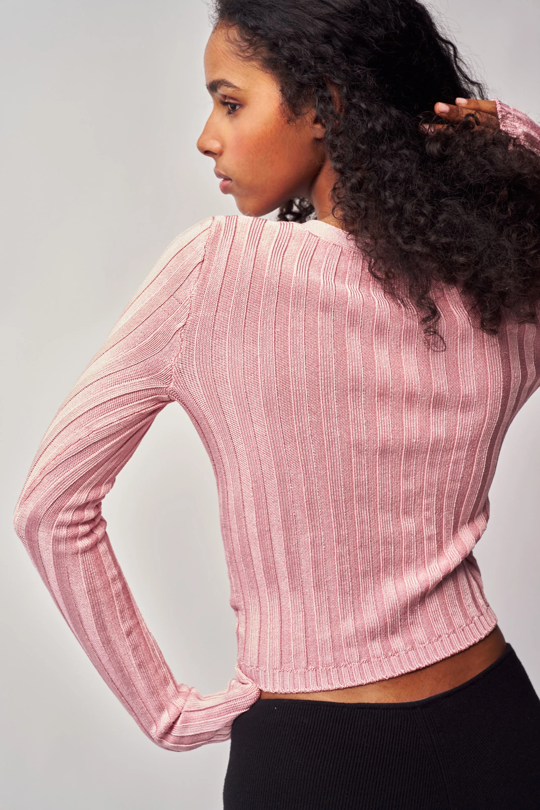 Slinky Rib Cardigan Four Way Stretch