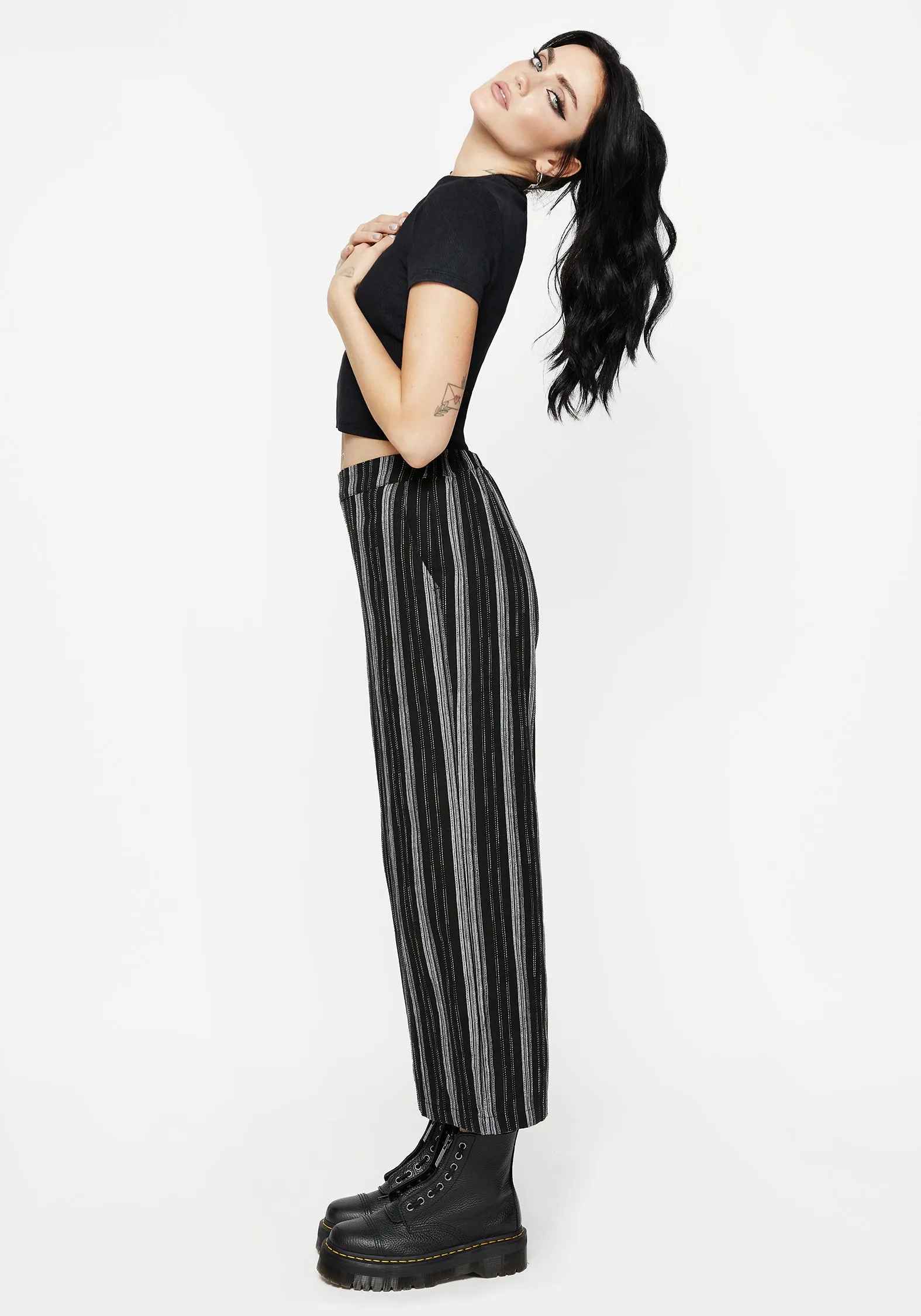 Airy Feel Easy Layers Clandestine Stripe Cotton-Blend Culottes