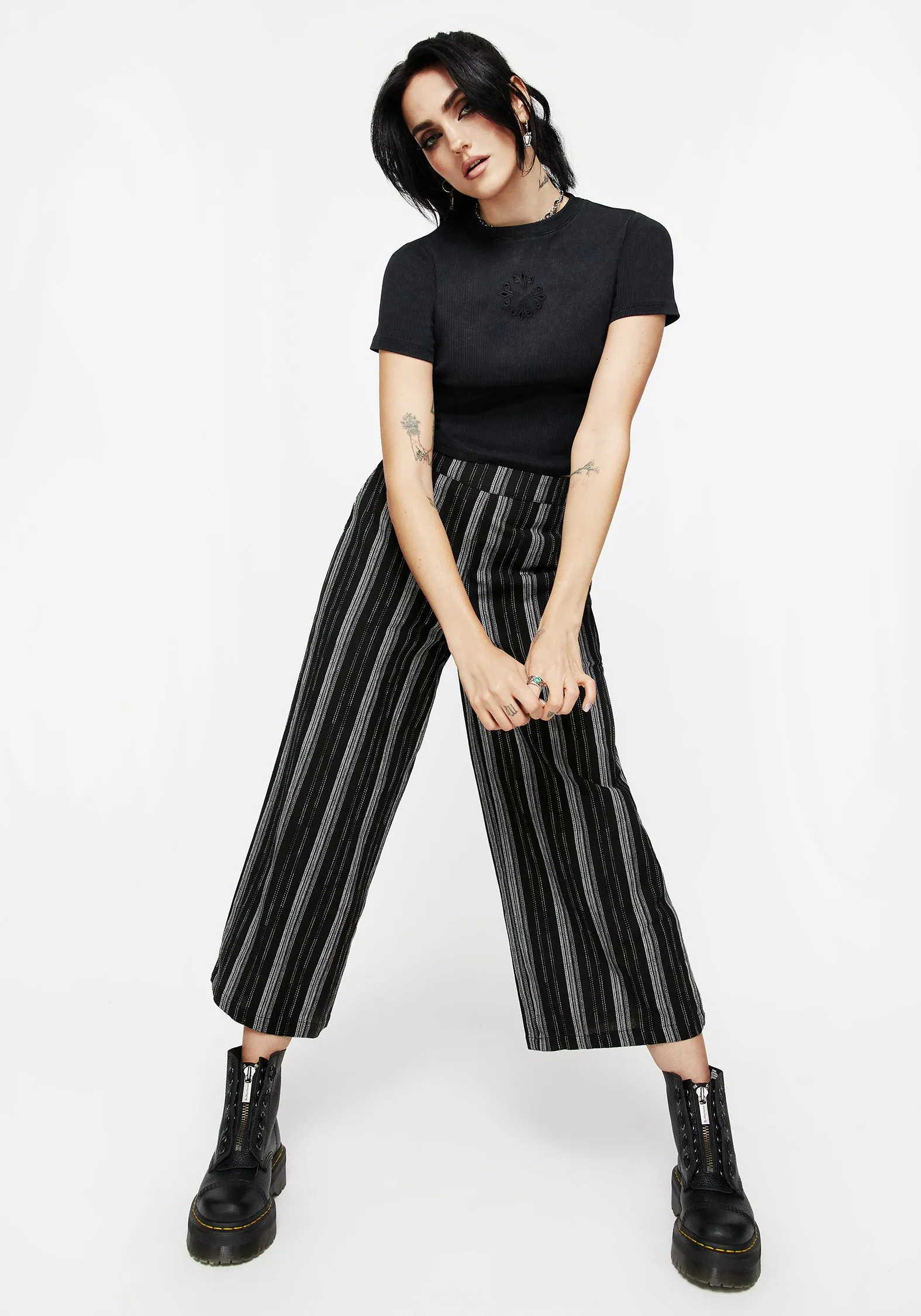 Neat Look Weekend Look Clandestine Stripe Cotton-Blend Culottes