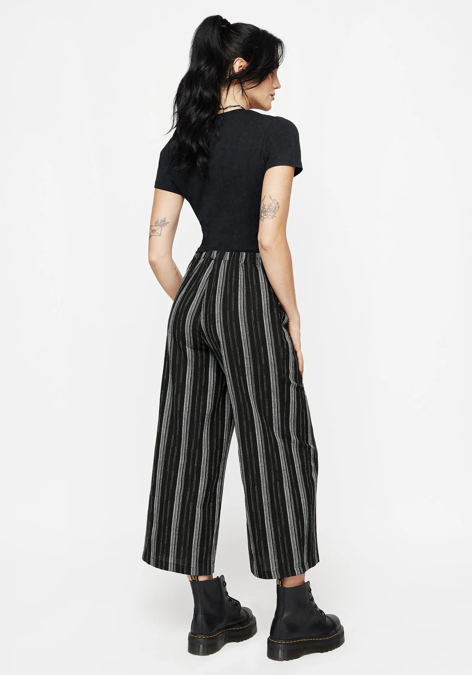 Style Essential Clandestine Stripe Cotton-Blend Culottes