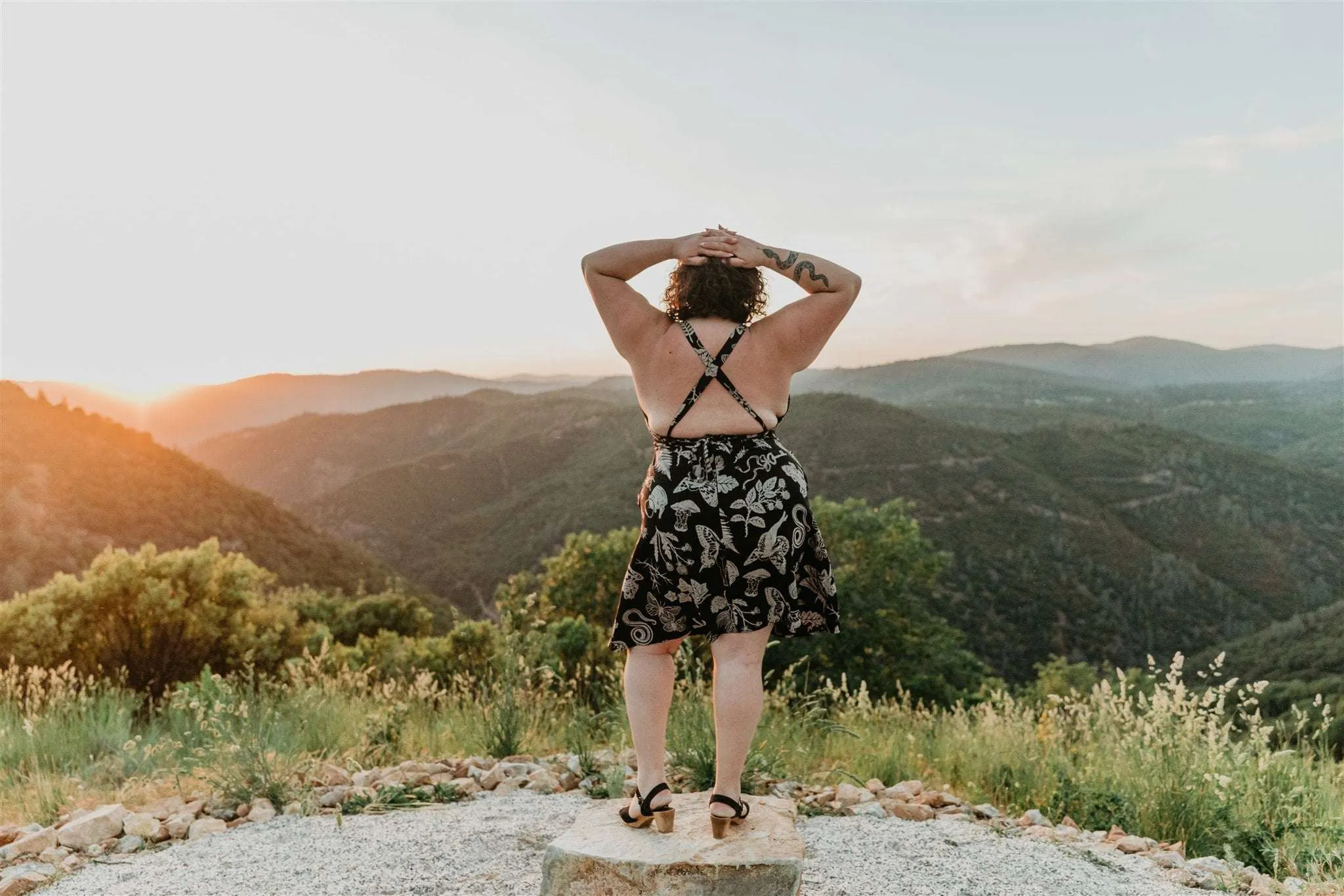 breathable fabric dress Juniper Dress in Black Woodland Wonder