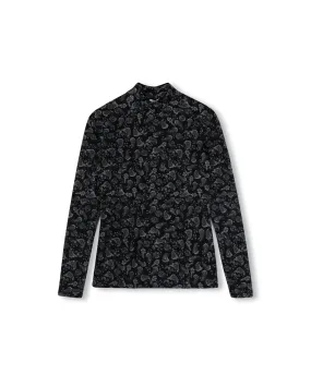 Trendy Comfort Fit Printed Fitted Mock Neck