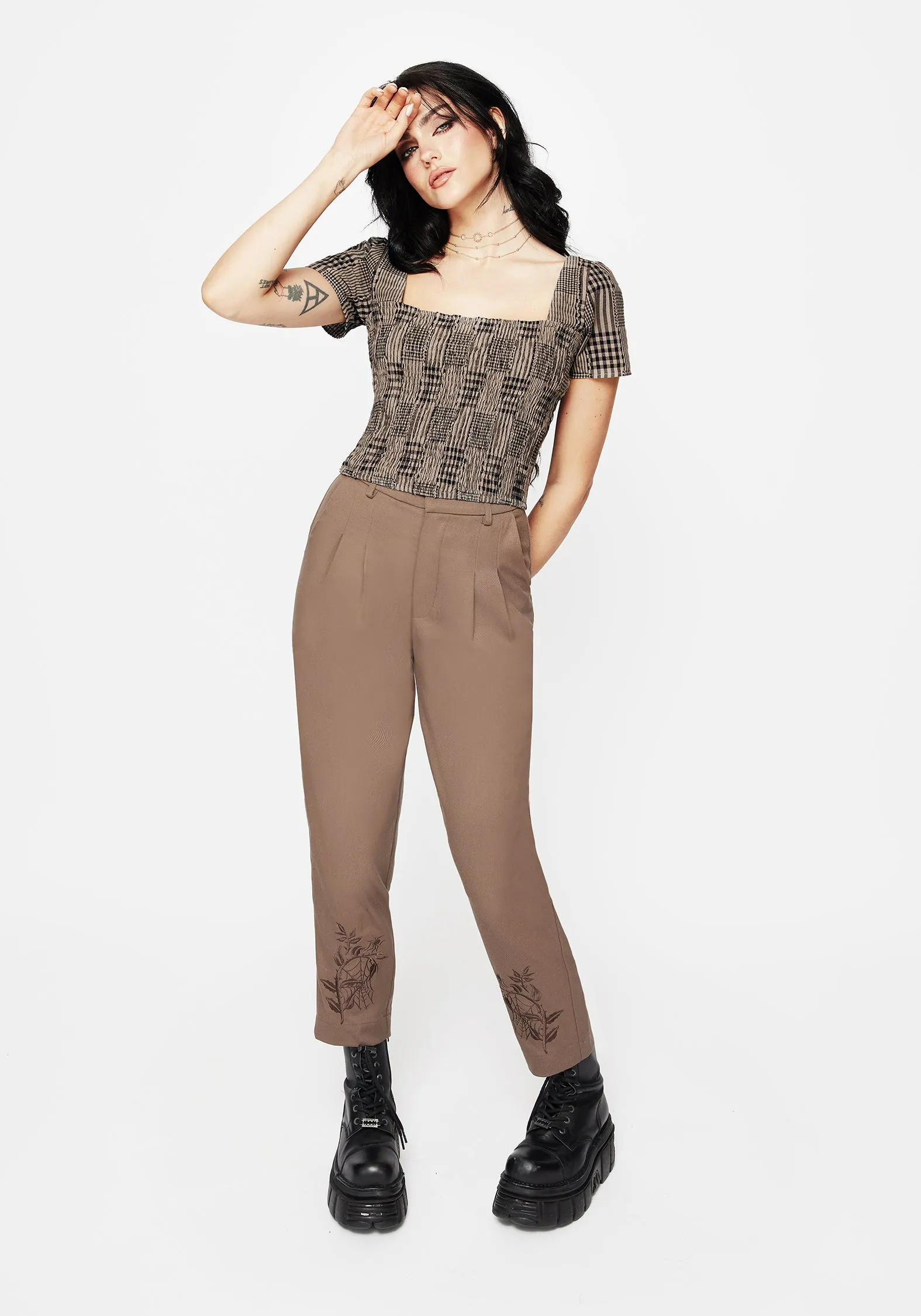 Mabel Check Top Moisture Wicking Fabric