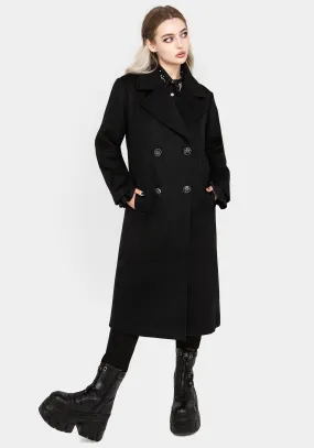 Noise Reduced Fabrics Theia Double Breasted Longline Wool Blend Coat