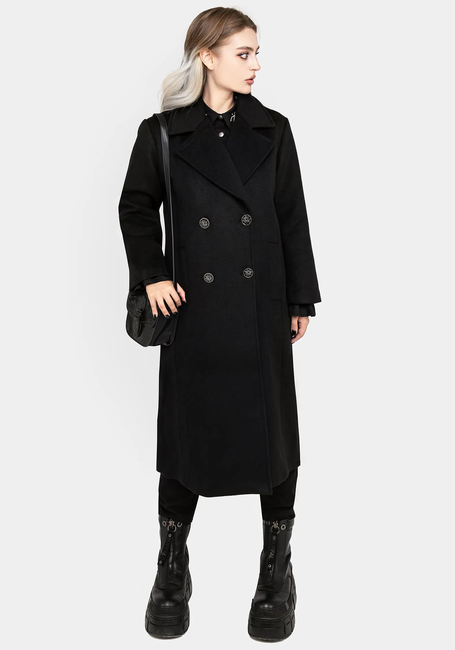 All Season Fit Soft Touch Theia Double Breasted Longline Wool Blend Coat