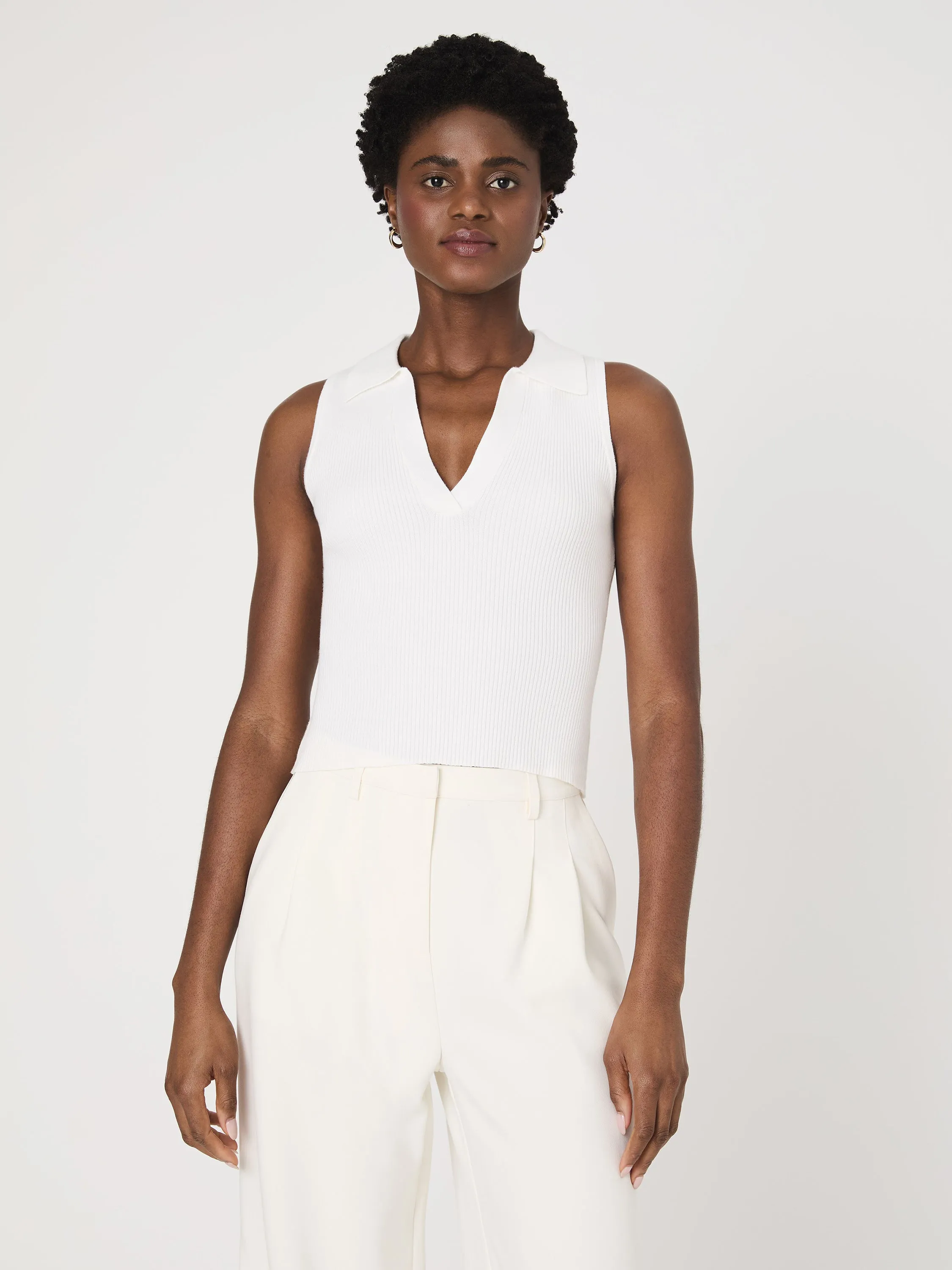 elastic waistband Warm Touch Mozza V Neck Sleeveless Sweater