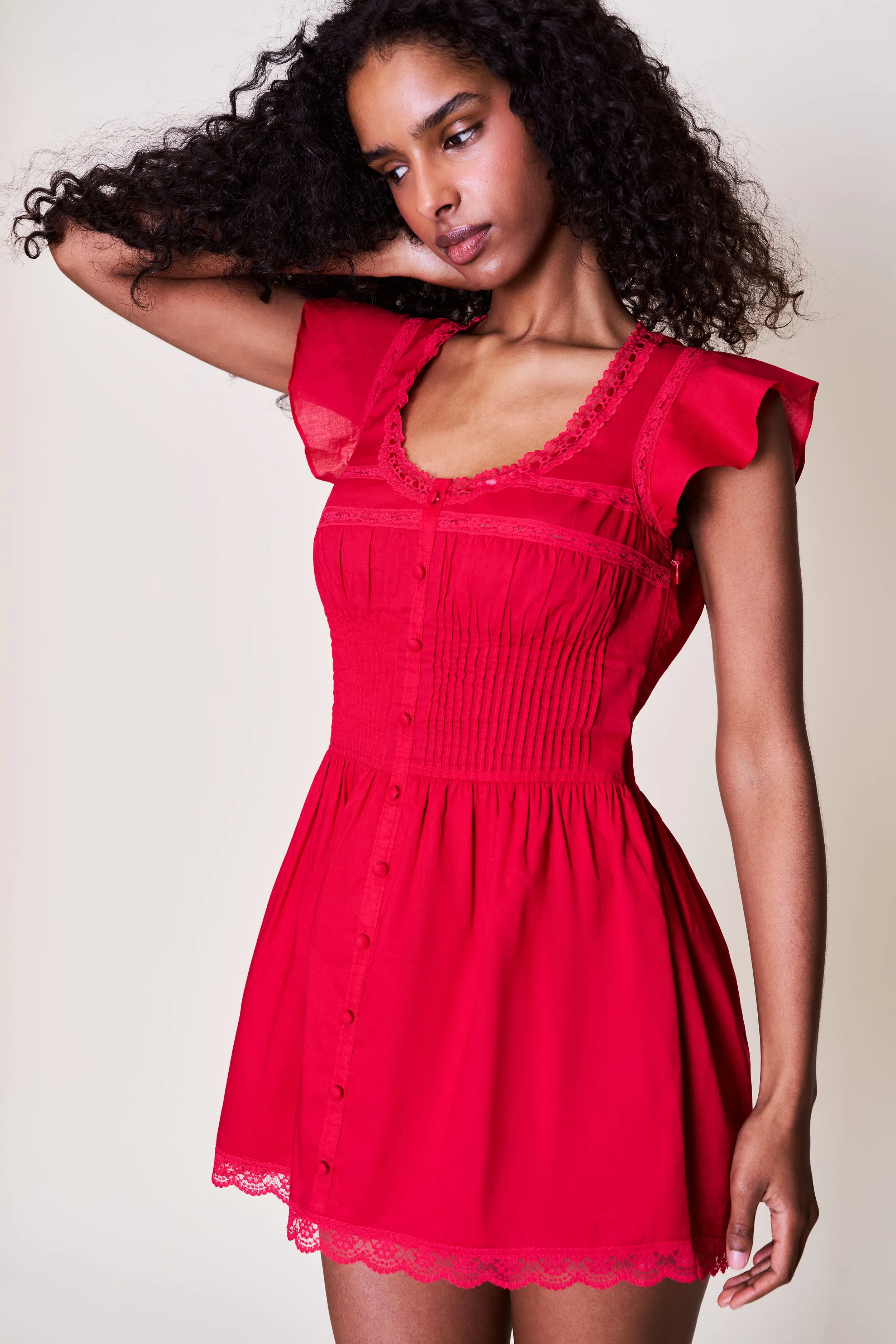 Lille Pintuck Dress Printed-Fabric