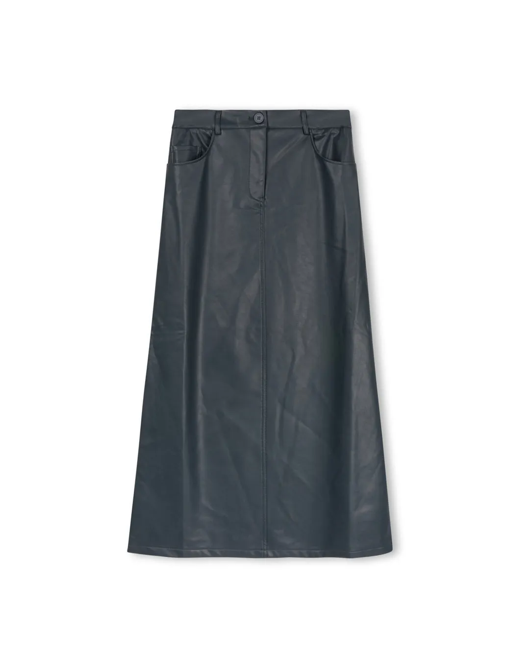 Suede Feel Light Flow Alhama Leather Straight Maxi Skirt